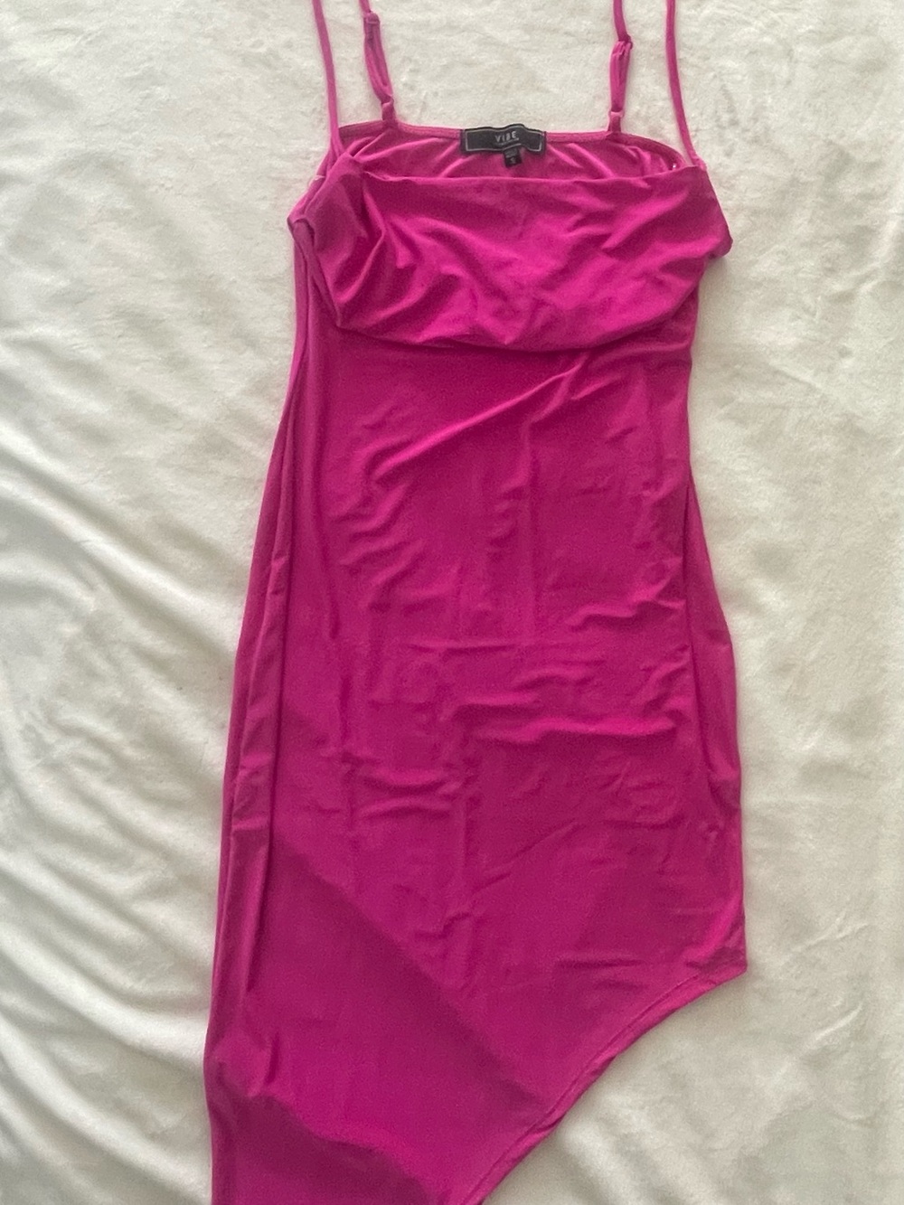 Vibe Fuchsia Asymmetrical Slip Dress